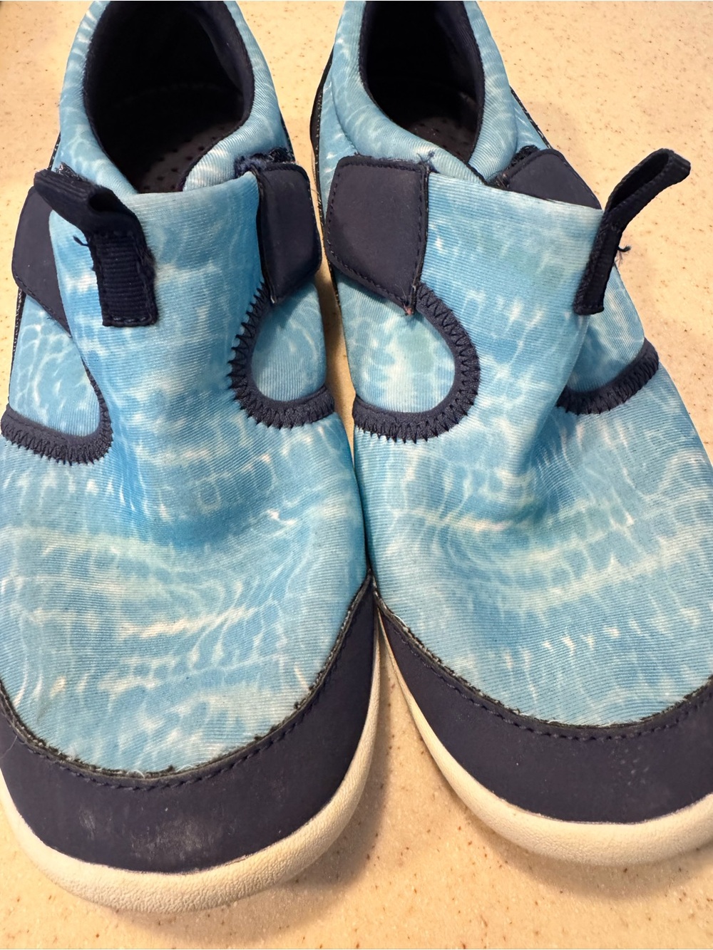 Lands' End Kids Light Blue Wave-Print Slip-On Water Shoes